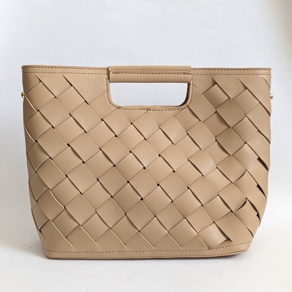 NWT Lulus Dream Weaver Beige Woven Handbag Crossbody Convertible Tote - Picture 3 of 11